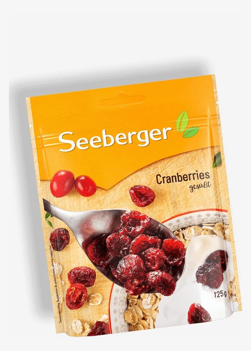 Seeberger, halbierte kanadische Cranberries, fruchtig und süß Naty Shop Dehydrierte Produkte 125 Gramm