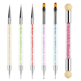 Sularpek 6 Stück Nagel Pinsel, Nail Art Pinsel, Pinsel Nageldesign, Nagel Pinsel Set, Nail Art Dotting Tools Mit 1 Schwammpinsel Applikator, Nageldesign Zubehör Für DIY Nail Art Design