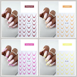 GZMAYUEN 12 Farben Französische Nagelaufkleber, 3D-Nagelaufkleber mit französischem Farbverlauf, selbstklebendes Nageldesign, Nagelzubehör