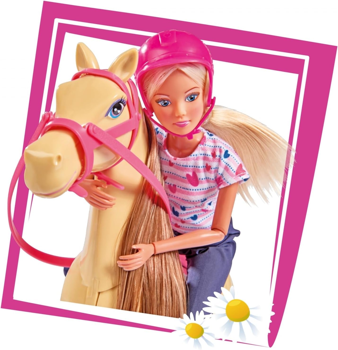 Simba 105730939 – Steffi Love Reit-Outfit, 2 Pferde, voll bewegliche Modepuppe, 29 cm, für Kinder ab 3 Jahren