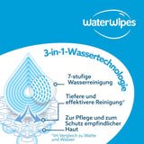 Șervețele umede WaterWipes Sensitive+ Soothing Clean, 360 bucăți (6 pachete), curățare, îngrijire și calmare 3 în 1, 99% apă cu extract de plante, șervețele umede pentru bebeluși fără parfum
