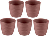 Set mit 5 braunen Töpfen, Durchmesser 16 cm – Stabile Kunststofftöpfe – Dekorativer Übertopf mit Entwässerungsmöglichkeit – Eleganter Topf für den Innen- und Außenbereich