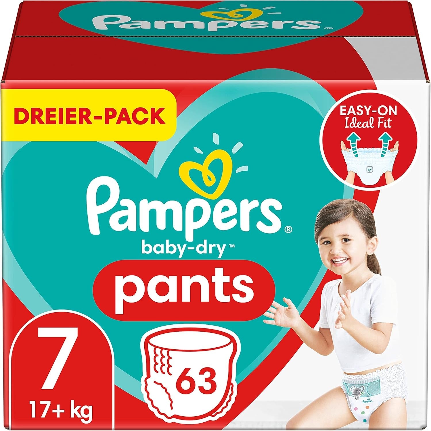 Pampers Baby-Dry Windeln, Größe 8, 43 Windeln, ab 19 kg, Jumbo+ Packung