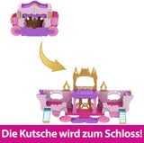 Mattel Disney Princess Verwandlungsspielset Kutsche zum Schloss mit kleiner Aurora-Puppe, 3 Ebenen, 6 Spielbereiche, 4 Figuren, Möbel und Zubehör HWX17 Naty Shop Dolls
