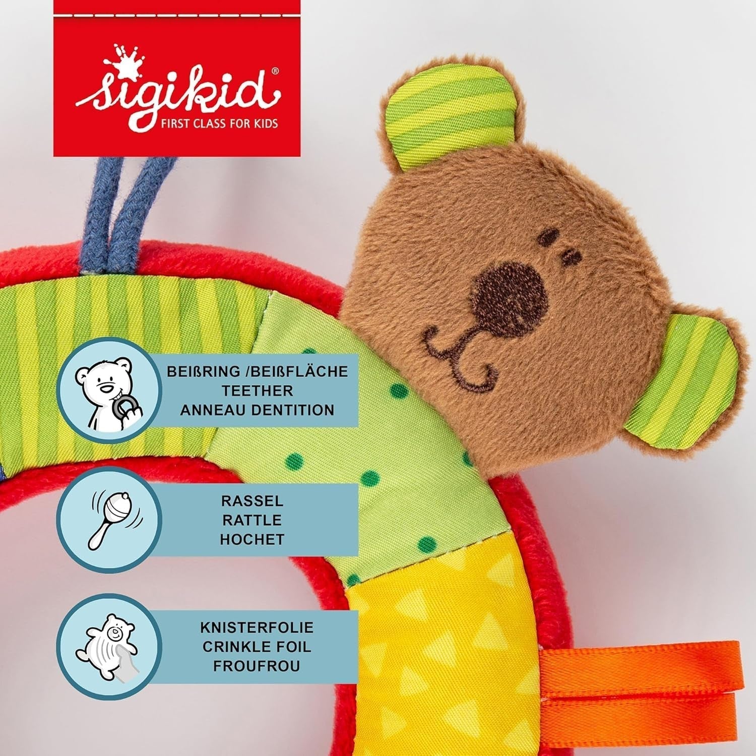 SIGIKID 40490 Aktivring Baby Activity PlayQ Mädchen- und Jungenspielzeug, empfohlen für Kinder ab 3 Monaten, mehrfarbig Babyspielzeug Naty Shop