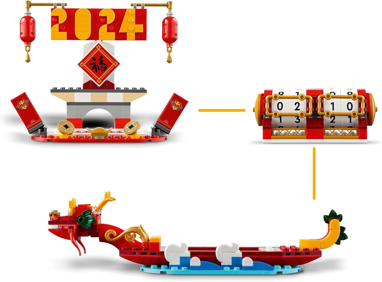 LEGO Feiertagskalender, chinesisches Weihnachtsgeschenk für Jungen und Mädchen, Bauset zum Mondneujahr, ermöglicht Kindern fantasievolles Spielen, festliches Spielzeug, chinesische Neujahrsdekoration 40678 Bausets Besuchen Sie den LEGO-Store