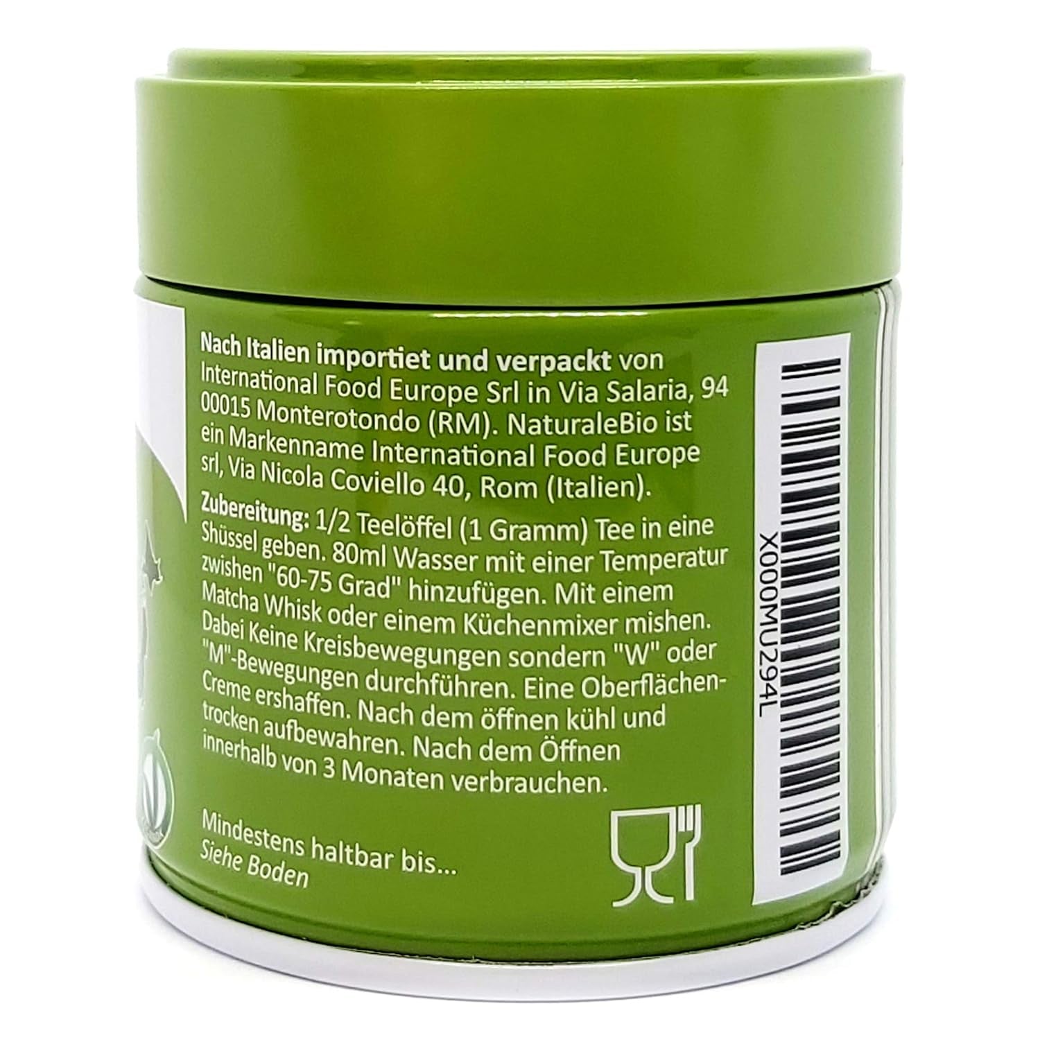 Naturalebio Matcha-Teepulver in zeremonieller Qualität. Original grüner Tee aus Japan. Matcha-Grüntee-Pulver in Zeremonienqualität, hergestellt in Uji, Kyoto. Ideal zum Trinken, Kochen und für Latte Macchiato. Schachtel mit 30 g.