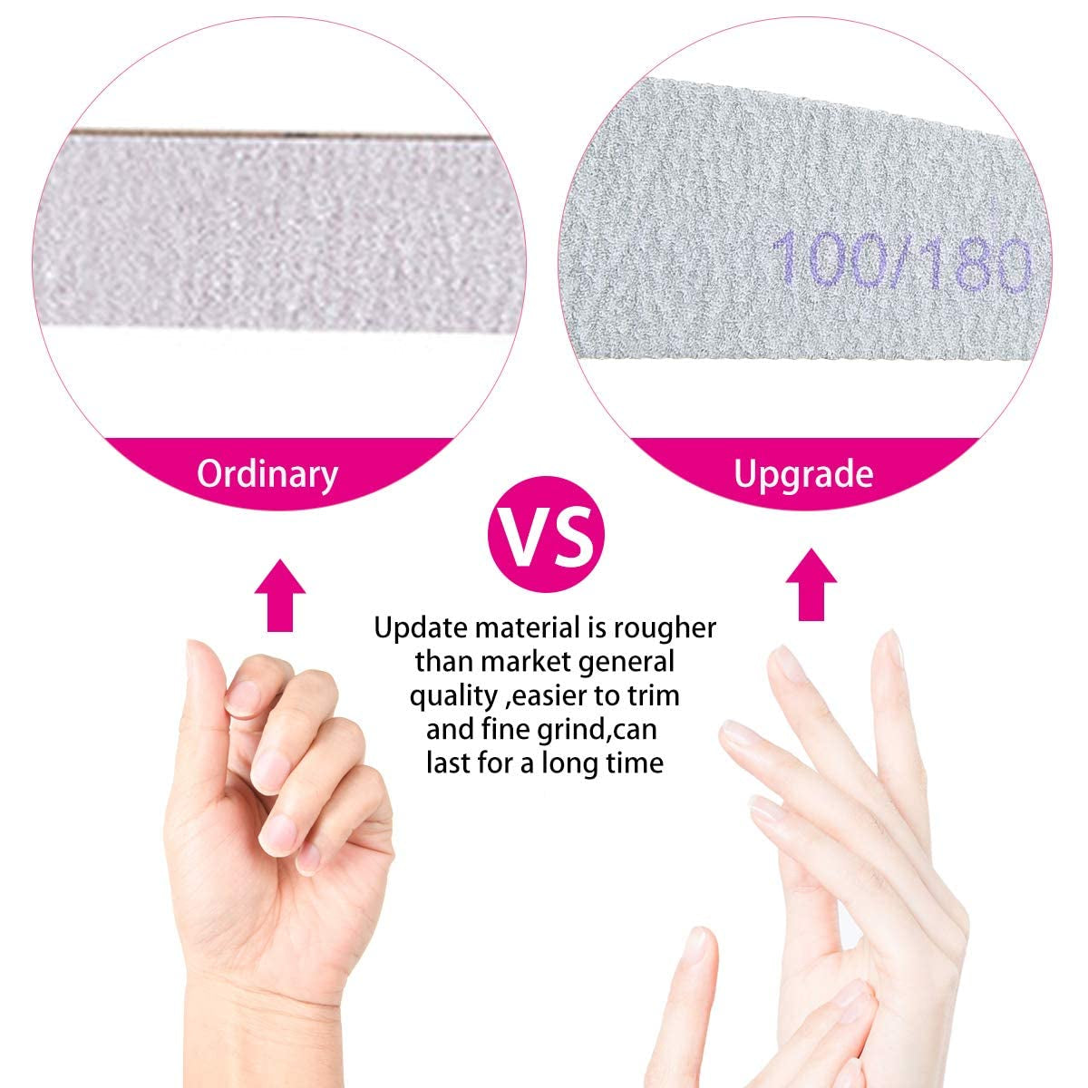 URAQT Professionelle Nagelfeile, 16 Stück, Feile 100/180, Waschbar, Für Nägel, Doppelseitig – Friseursalon, Haustiere (White)