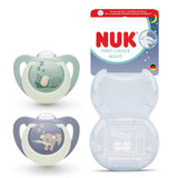 NUK First Choice Nachtschnuller für Babys | 6-18 Monate | Kieferorthopädische Schnuller, die im Dunkeln leuchten | Beruhigt 99 % der Babys** | Nilpferd/Koala | 2 Stück