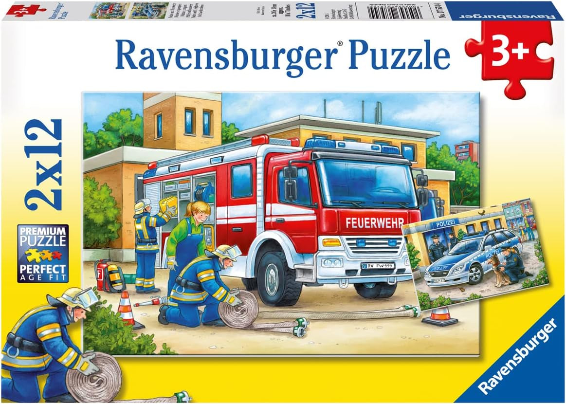 Ravensburger Puzzle für Kinder – 07574 Polizei und Feuerwehr – Puzzle für Kinder ab 3 Jahren, mit 2X12 Teilen Puzzle Naty Shop 07574 Polizei und Feuerwehr