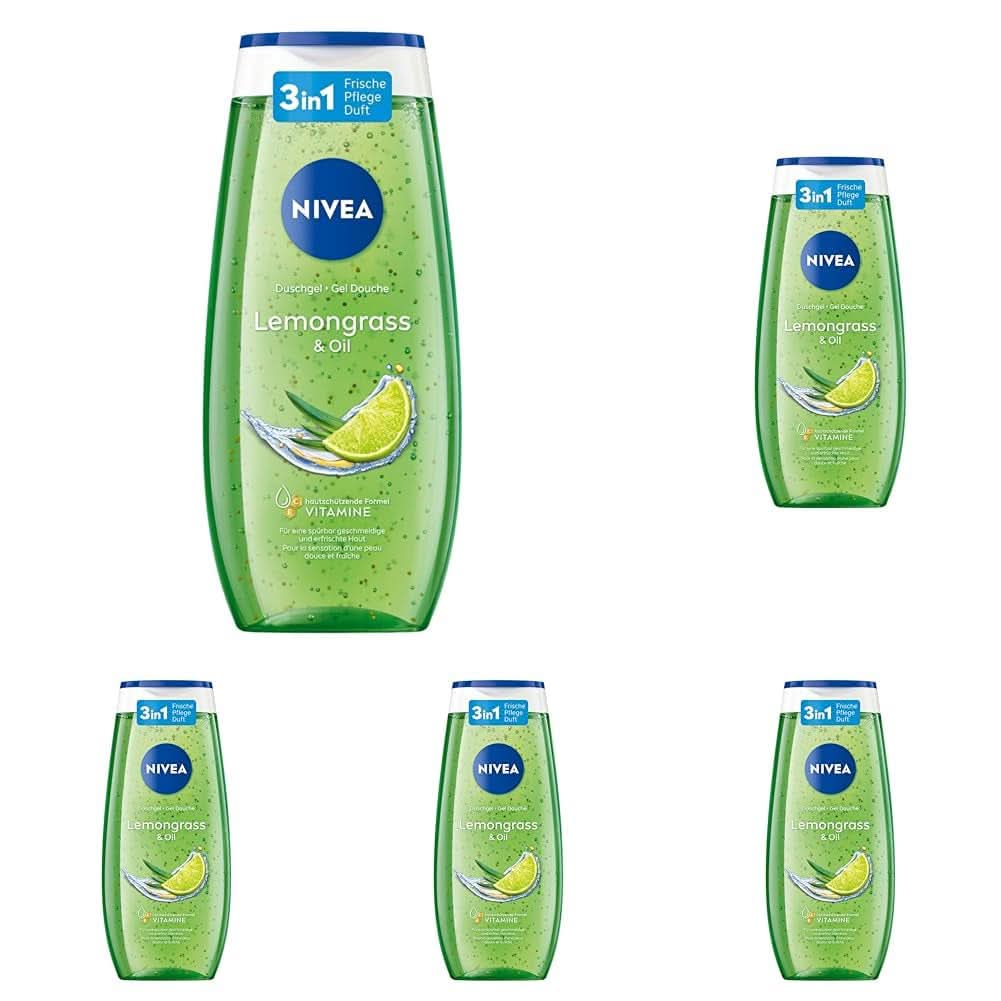 NIVEA Lemon Grass And Oil Duschgel, 250 ml Dusche und Bad Naty Shop 5 Stück x 250 ml
