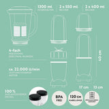 Gourmetmaxx Mr Magic Blender, Smoothie Maker mit XXL Naty Shop Zubehörpaket
