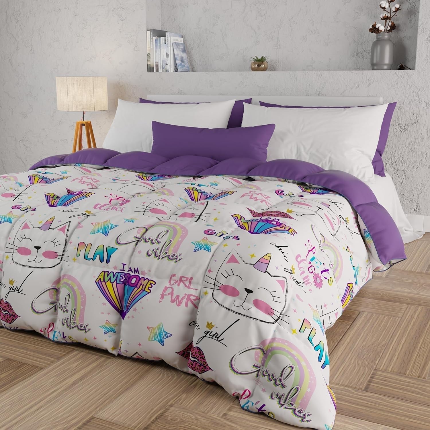 PETTI Artigiani Italiani - Winterdecke, Winterdecke, Doubleface, Monocolor- und Digitaldruck, 100 % hypoallergene Mikrofaser, Made in Italy Steppdecken und Steppdecken Naty Shop