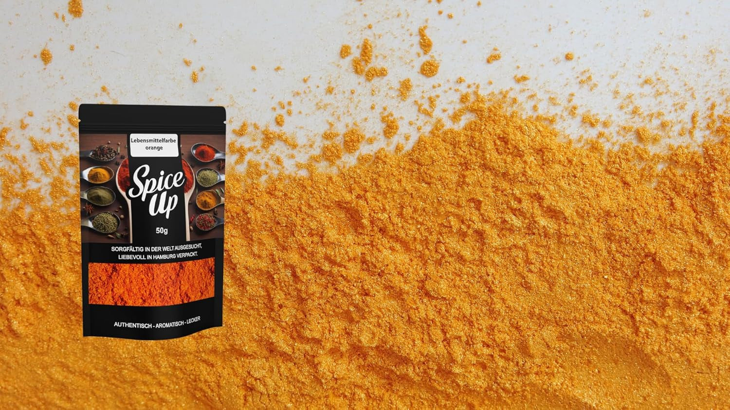 Spice up Lebensmittelfarbe Orange 50G – Lebensmittelfarbe Orange 50G – Leuchtendes Farbpulver für Küchen- und Backideen – Für Desserts, Getränke, Currys und kreative Dekorationen – Vegan und ohne künstliche Zusatzstoffe