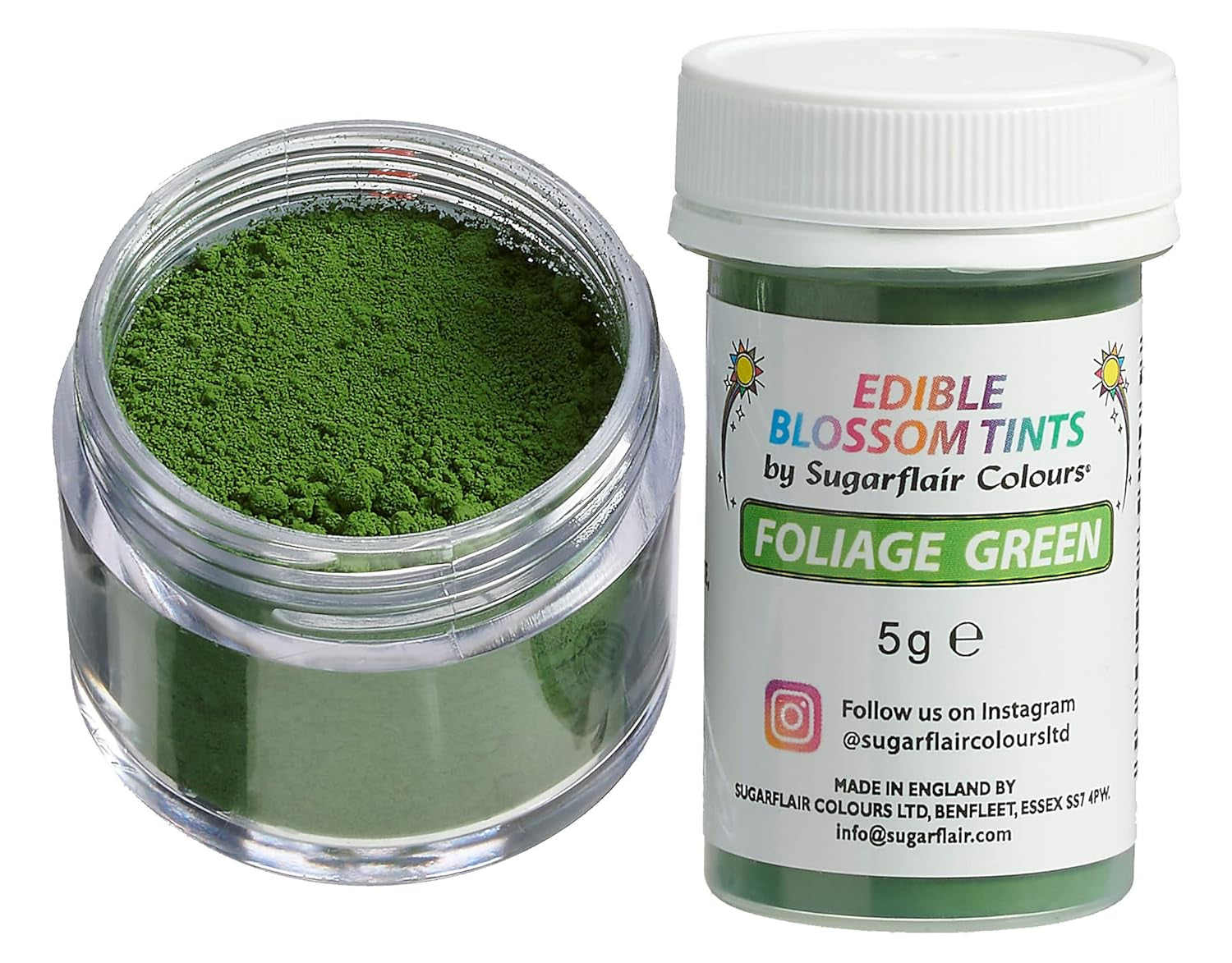 Sugarflair Blossom Tint Dust Leaf Green – Lebensmittelfarbpulver für Kuchendekorationen, Fondant, Zuckerguss, Schokolade, Buttercreme, Macarons und mehr – 5 g