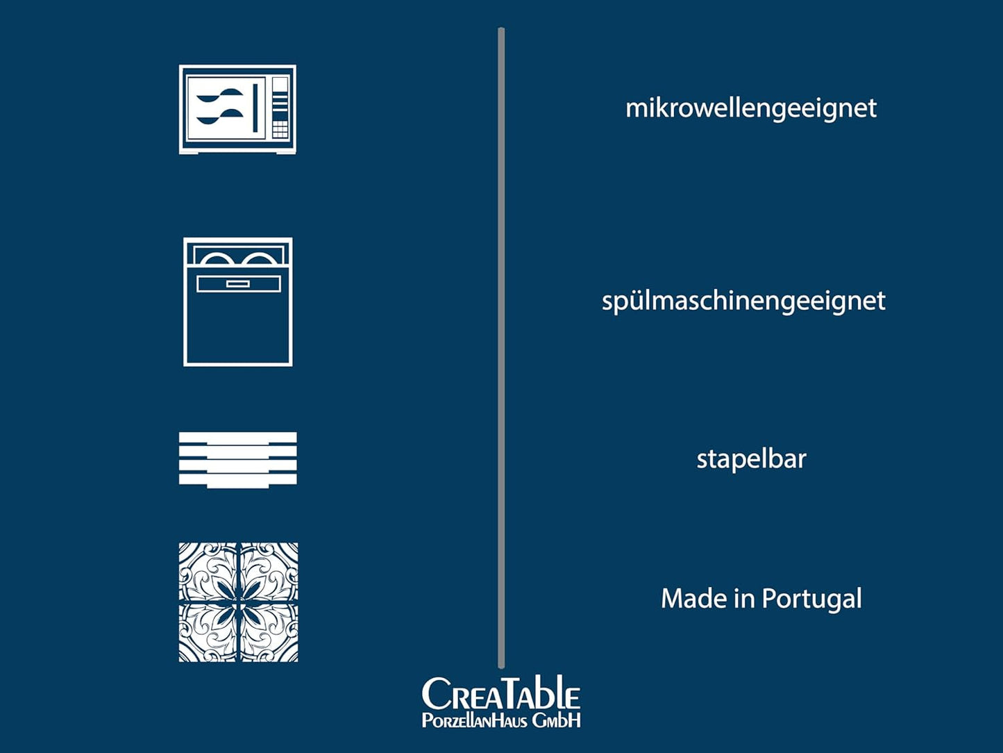CreaTable, 20537, Vesuvio Black Series, 16-teiliges Geschirrset, Kombiservice aus Porzellan, spülmaschinen- und mikrowellengeeignet, hergestellt in Portugal