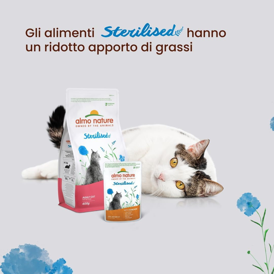 Almo Nature Functional – Sterilisiert – Nassfutter für ausgewachsene und ältere Katzen, sterilisiert oder weniger aktiv – mit Kabeljau und Huhn – Fettarm, feuchtigkeitsspendend – 70 g (6er-Pack)