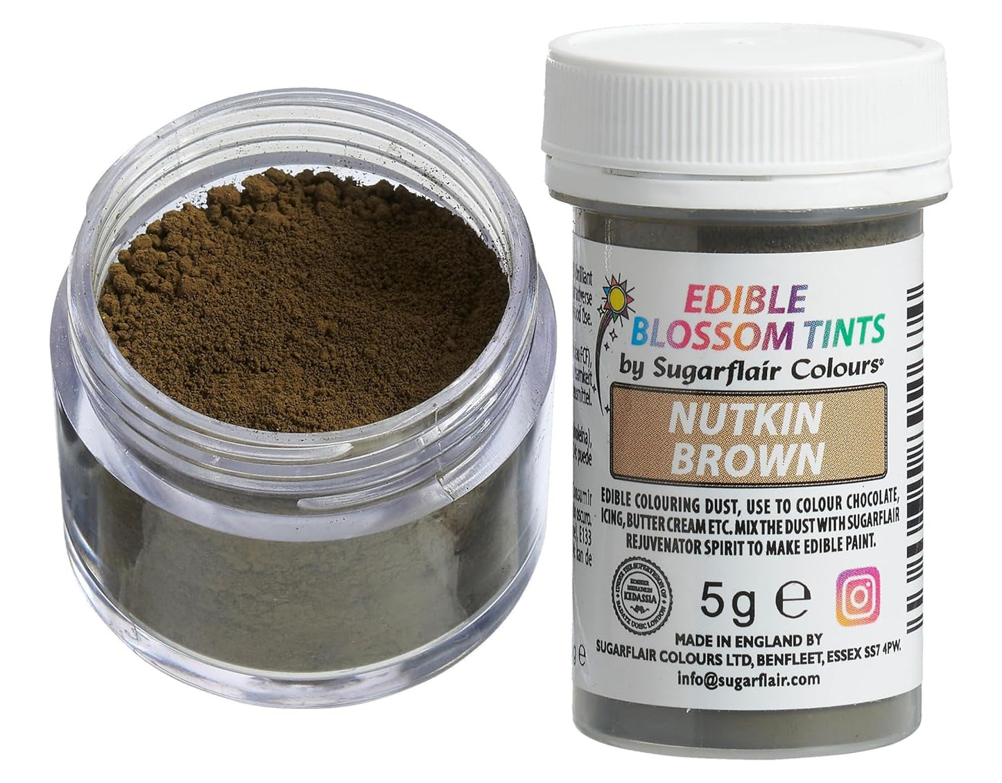 Sugarflair Blossom Tint Dust Nutkin Brown – Lebensmittelfarbpulver für Kuchendekorationen, Fondant, Glasur, Schokolade, Buttercreme, Macarons und mehr – 5 g