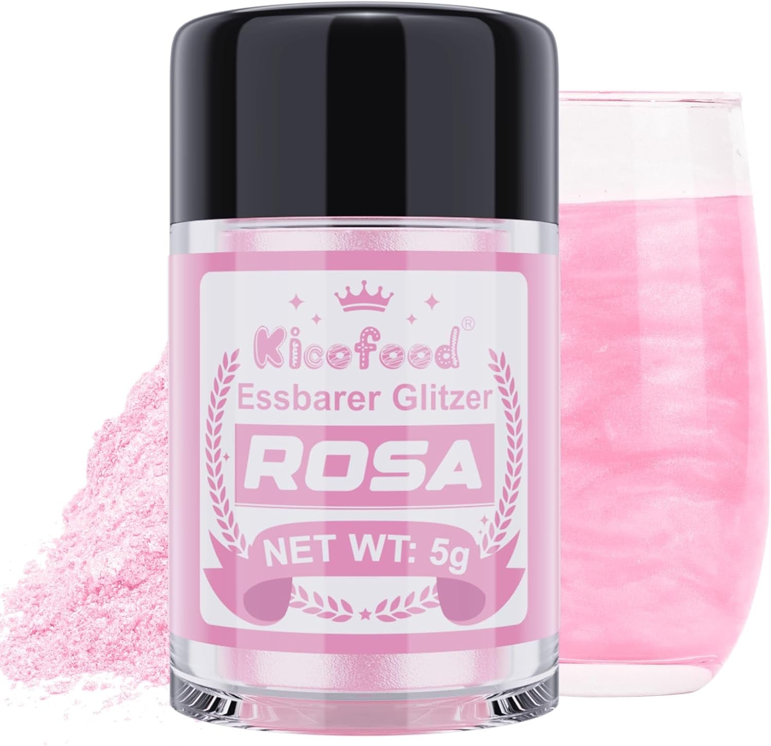 Kicofood, essbarer Glitzer, 5 Gramm, verschiedene Farben Glitter Naty Shop Pink