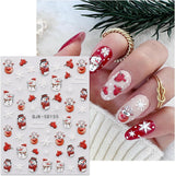 JMEOWIO 3D Nagelsticker Weihnachten Nail Art Sticker Selbstklebend Nagelaufkleber 5D Stereoskopisch Schneeflocke Xmas Winterurlaub Niedliche Dekoration Nageldesign Zubehör 4 Blatt