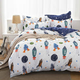Kinderbettwäsche, Raketen und Planeten, Wendedesign, Baumwolle Bettwäsche – Kinder Naty Shop 155X220Cm + 50X75Cm