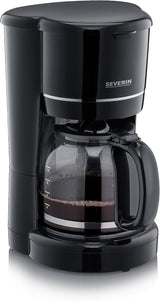 SEVERIN Kompakt-Espressomaschine, aromatischer Kaffee mit Kaffeemaschine für bis zu 4 Tassen, Espressomaschine mit Filter und Permanent-Schwingfilter, Edelstahl/Schwarz, KA 4808