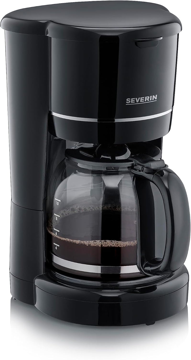 SEVERIN Kompakt-Espressomaschine, aromatischer Kaffee mit Kaffeemaschine für bis zu 4 Tassen, Espressomaschine mit Filter und Permanent-Schwingfilter, Edelstahl/Schwarz, KA 4808