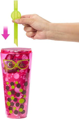 Barbie Pop Reveal Bubble Tea-Puppe und Zubehör, duftende Berry Bliss-Modepuppe mit Haustier, 8 Überraschungen, inklusive Farbwechsler, Aufbewahrungsbecher, HTJ20