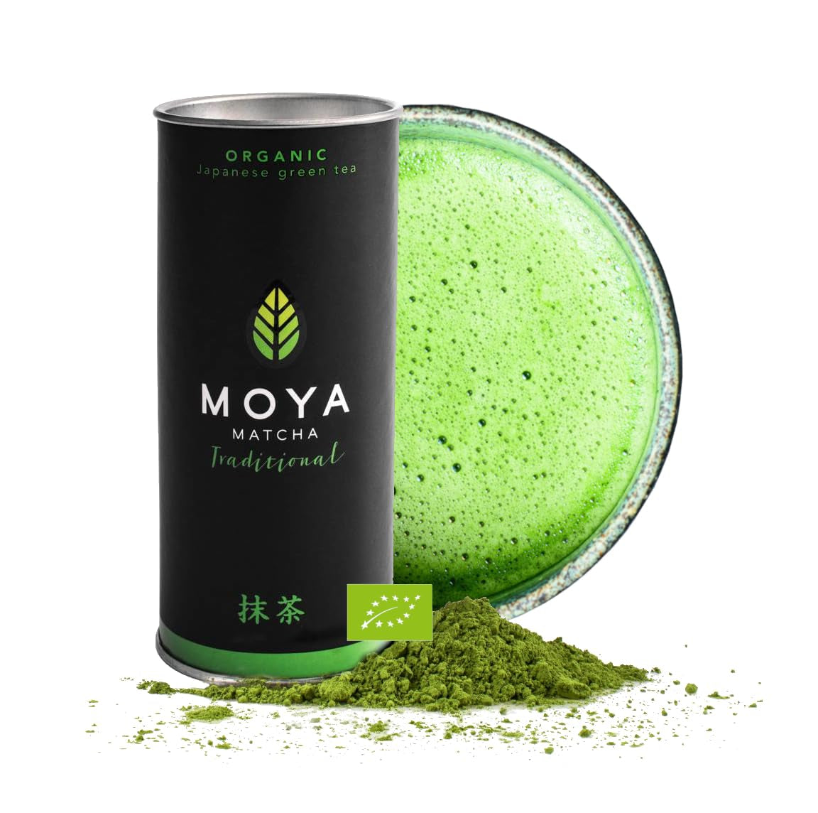 Moya Matcha Bio-Grüntee-Pulver | 100 g traditionelle Zeremonienqualität 30 g | Biologisch angebaut und geerntet in Uji, Japan | Perfekt zum Trinken mit Wasser, Matcha-Latte, Smoothies und Limonaden