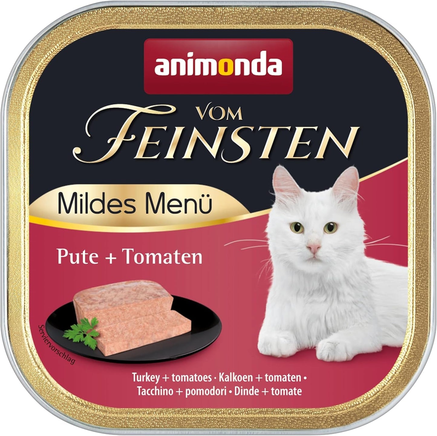 animonda vom Feinsten Mild Menü Milde Sorte (32 x 100g), getreidefreies, zuckerfreies Nassfutter für Katzen, leicht verdauliches Futter mit Putenfleisch