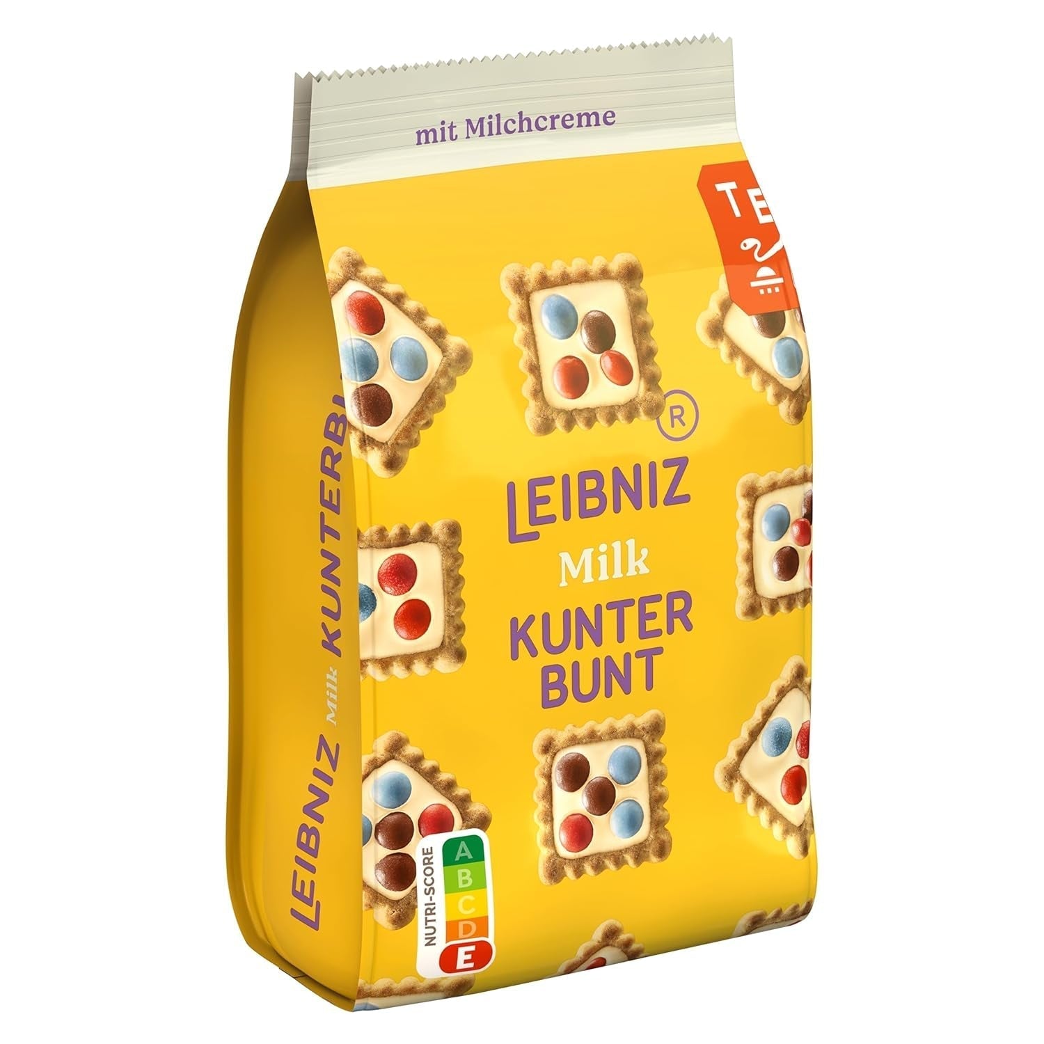LEIBNIZ Kunterbunt Milch, 12er Pack, Knusprige Kekse mit Milchcreme und Schokoladenstückchen (12 x 125 g)