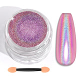 Saviland Chrom-Nagelpulver-Set – rosa Laser-Chrom-Nagelpulver mit Spiegeleffekt, Laser-Nagelkunst, Nagel-Glitzer-Maniküre-Dekorationspulver mit Schwammstäbchen, Nagel-Glitzer-Puder-Nagelstudio