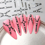 2PCS 5D Embossed Gothic Punk Nagelsticker, Nagel Sticker Selbstklebend Kreuz Und X-Form Halloween Nagelaufkleber, Nageldesign Zubehör Für Damen Nail Art