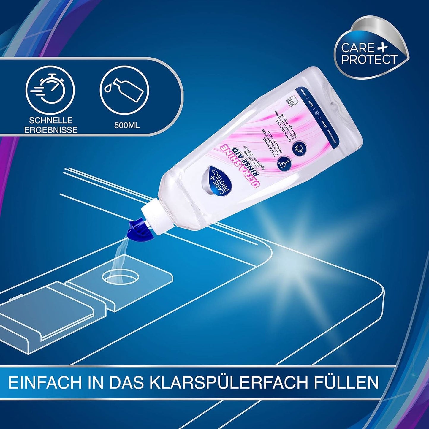 CARE + PROTECT – Extra Shine Universal Klarspüler für Geschirrspüler / Für alle Geschirrspüler / Schnell trocknend / 500 ml Küchenreiniger Naty Shop