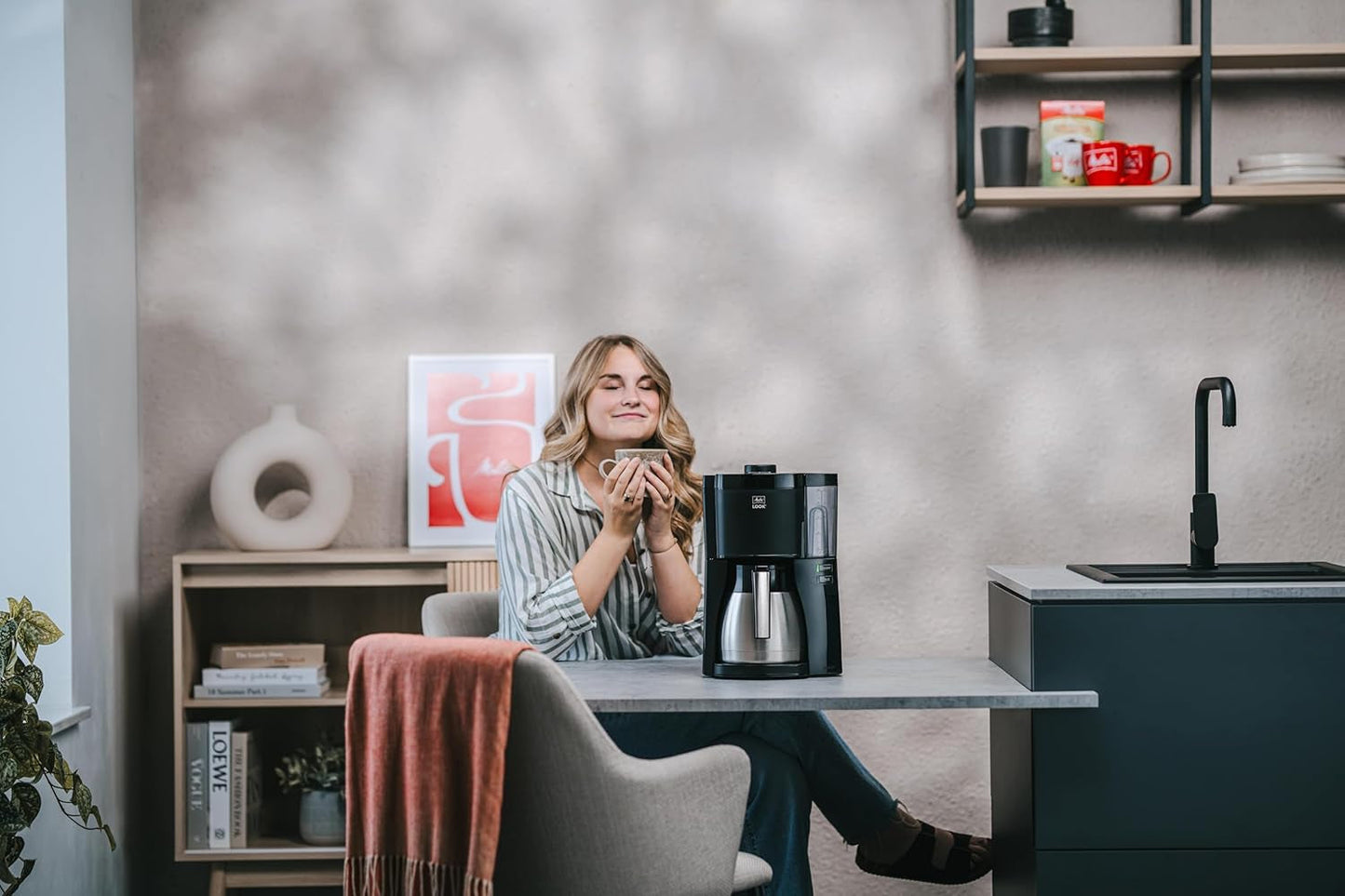 Melitta Look Therm – Espressomaschine mit Filter, Thermokaraffe und abnehmbarem Wassertank, für bis zu 10 Tassen Kaffee, schwarz