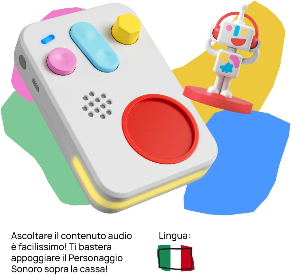 + Interaktiver Geschichtenerzähler für Kinder mit Audioinhalten von 0 bis 10 Jahren, Audiobox mit Klangfigur -Me, Nachtlicht, Schlafroutine, musikalisches Lernspiel, italienische Version Jucarii Bebe Naty Shop
