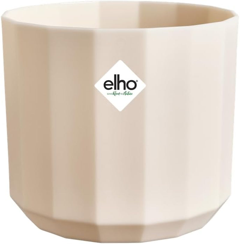 Runder Topf elho Facet 23 cm – für den Innenbereich – 100 % recycelter Kunststoff – Ø 22,7 x H 20,4 cm – Rosa/Mandelrosa