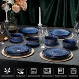Homikit Geschirrset, 12-teiliges Geschirrset für 4 Personen, Kombiservice mit Tellern, Desserttellern und Müslischalen, mikrowellen- und spülmaschinenfest, elegantes Blau