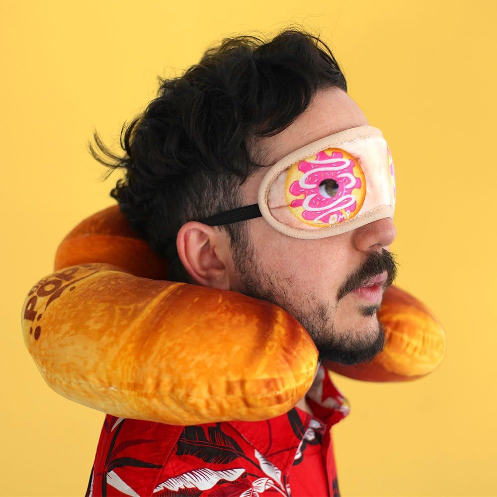 Croissant-Nackenkissen und Schlafmaske, Orange Naty Shop Reisekissen