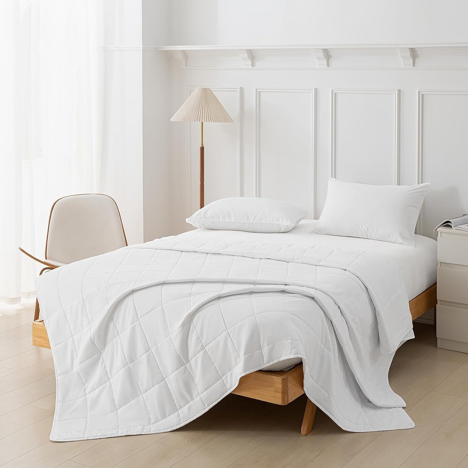 Good Nite Doppelbettdecke, 4,5 Tog, Sommerbettdecke, Doppelbettdecke, weiß, Steppdecke, Polyester, weich und leicht und maschinenwaschbar mit Eckbändern (Doppelbett 200 x 200 cm). Decken und Steppdecken Naty Shop