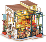 Robotime DG145 Rolife Emily's Flower Shop Miniatur-Puppenhaus aus Holz, Metall, Stoff und Pappe, Maße: 22 x 15 x 17 cm, Puppenhäuser Naty Shop Standardtitel