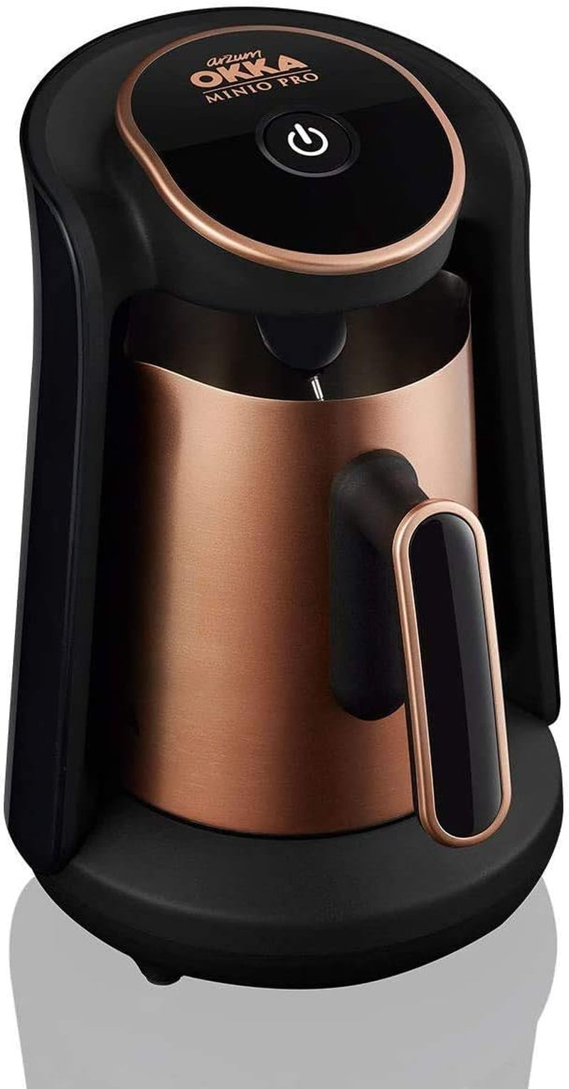 Arzum Okka Minio Türkische Kaffeemaschine, Moka, 1–4 Tassen, 300-ml-Edelstahltopf, Auslaufschutz, intelligentes Brühsystem, waschbarer Topf, 480 W, Kupfer