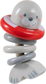 HABA 306691 - Rasselfigur Seehund, Greifling ab 6 Monaten, Made in Germany, grau Babyspielzeug Naty Shop