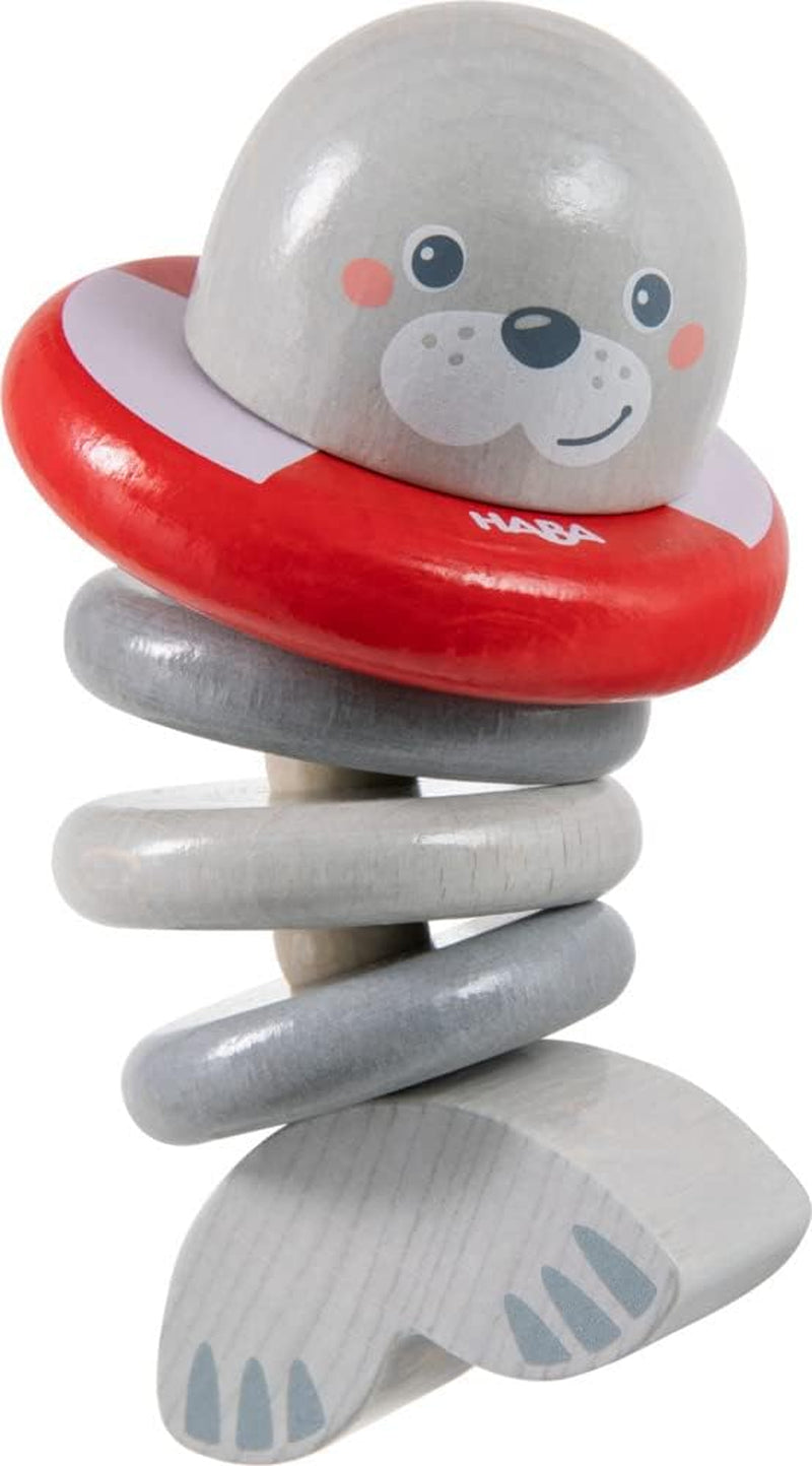 HABA 306691 - Rasselfigur Seehund, Greifling ab 6 Monaten, Made in Germany, grau Babyspielzeug Naty Shop