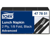 Tork 477851 Schwarze 1/8-Falz-Lunchservietten / 2-lagige vorgefaltete Papierservietten für Snacks oder kleine Mahlzeiten / Erweiterte Qualität / 10 x 200 (2000) Servietten / 32,6 x 33 cm (L x B)