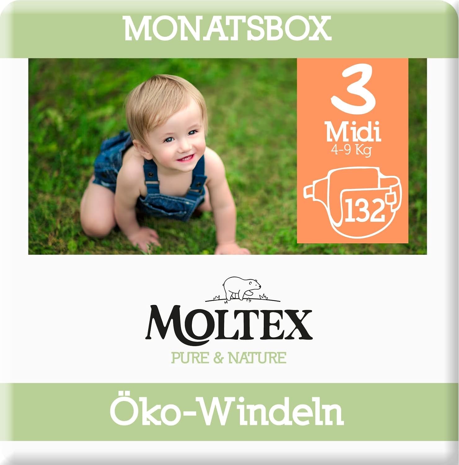 Pure & Nature Bio-Windeln, Größe 6 XL (17–28 kg), Monatsbox mit 84 Bio-Windeln