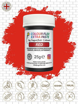 Sugarflair Colourflex Extra Paste Lebensmittelfarbe, rot – Essbare Lebensmittelfarbe für Buttercreme, Schokolade, Zuckerpaste, Zuckerguss, Fondant, Kuchenmischungen, Teig und mehr – 25 g