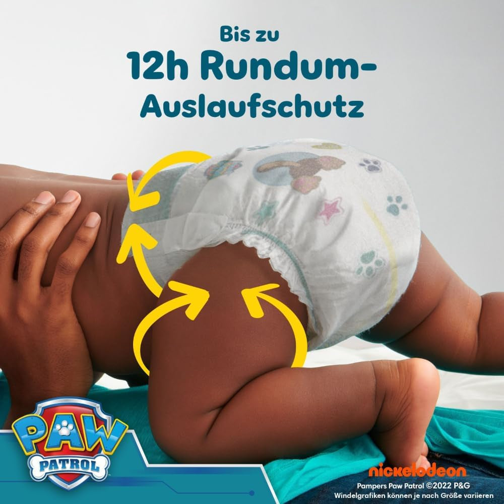 Pampers Baby-Dry Puppy Patrol Edition Windeln, Größe 5, 186 Windeln, 11 kg – 16 kg, bis zu 100 % Auslaufschutz und Komfort die ganze Nacht