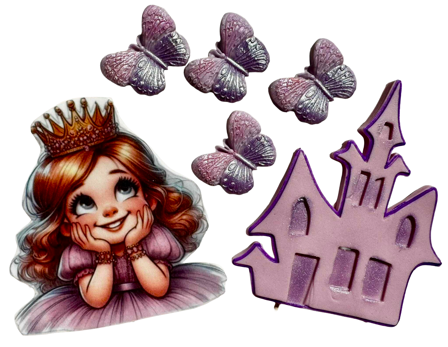 Set mit 6 essbaren Dekorationen, Kleine Prinzessin Zuckerpastendekorationen Nati Shop
