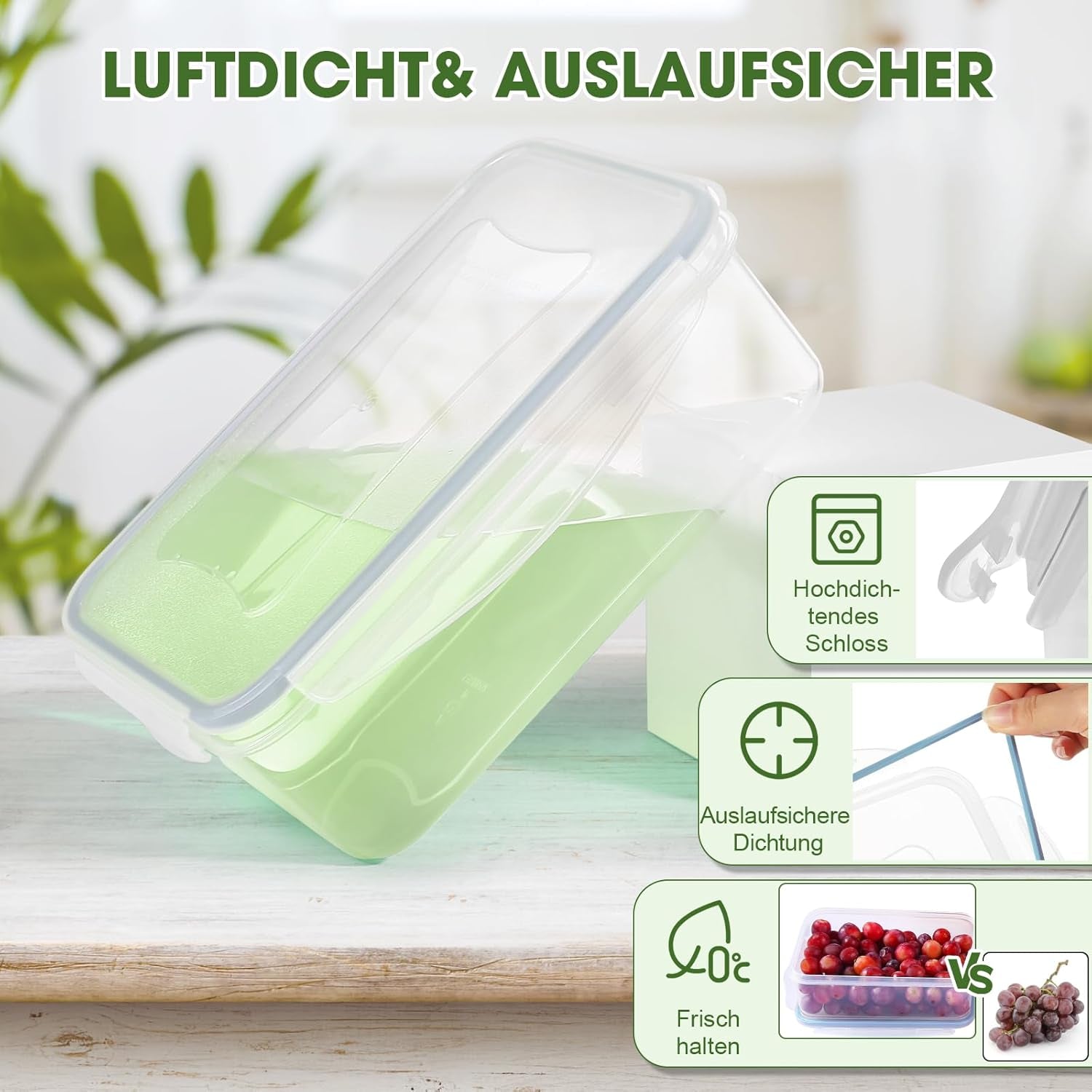 YASHE Frischhaltedose mit Deckel, 12-teiliges Vorratsdosen-Set aus Kunststoff, BPA-frei, 100 % auslaufsicher, stapelbar, transparente Frischhaltedosen Naty Shop